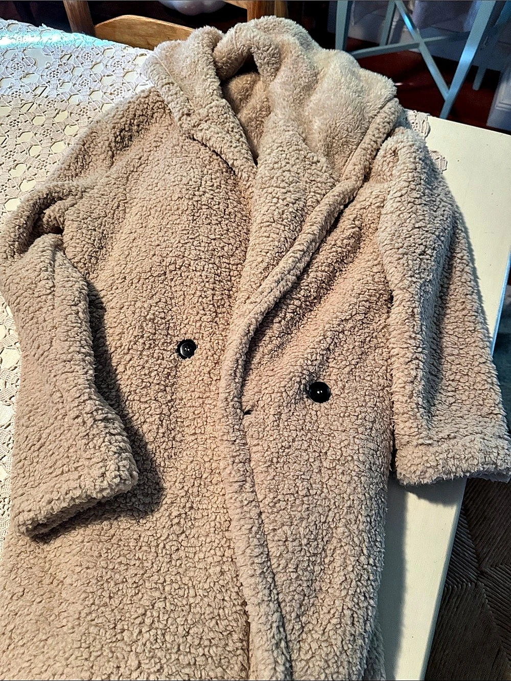 Teddy Fleece Coat in Brown Like New